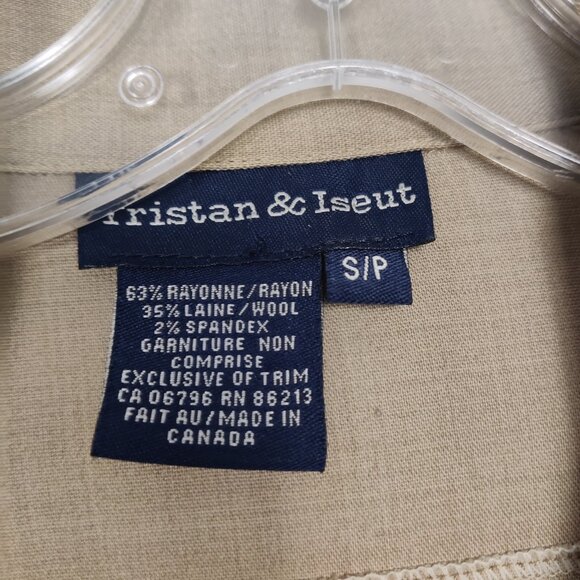 Tristan & Iseut Women's Blouse in Tan Size Small Wool Quiet Luxury Old Money - Picture 4 of 7